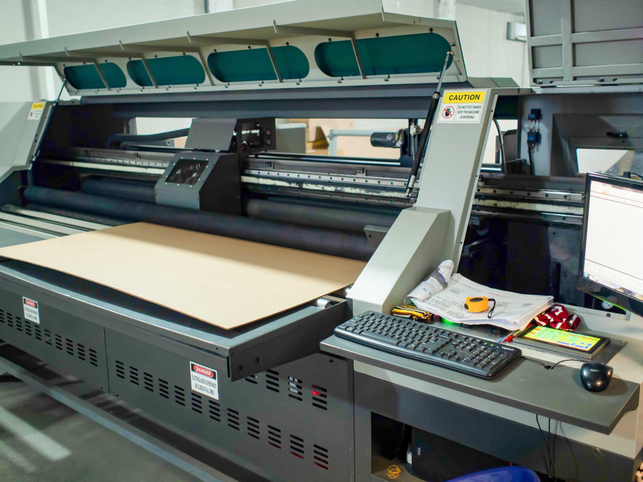 Close-up of packaging printing machine