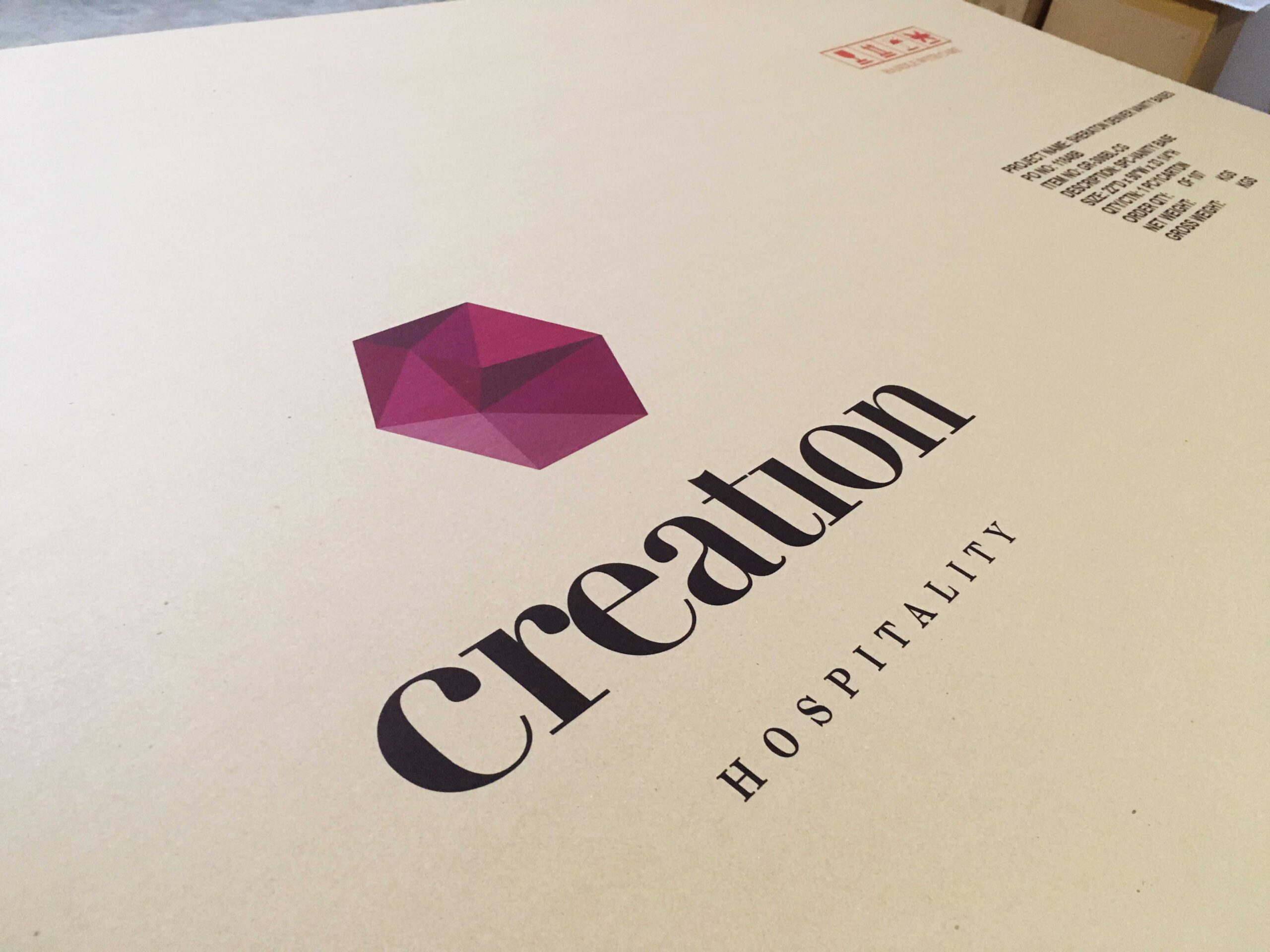 Printed packaging design on cardboard