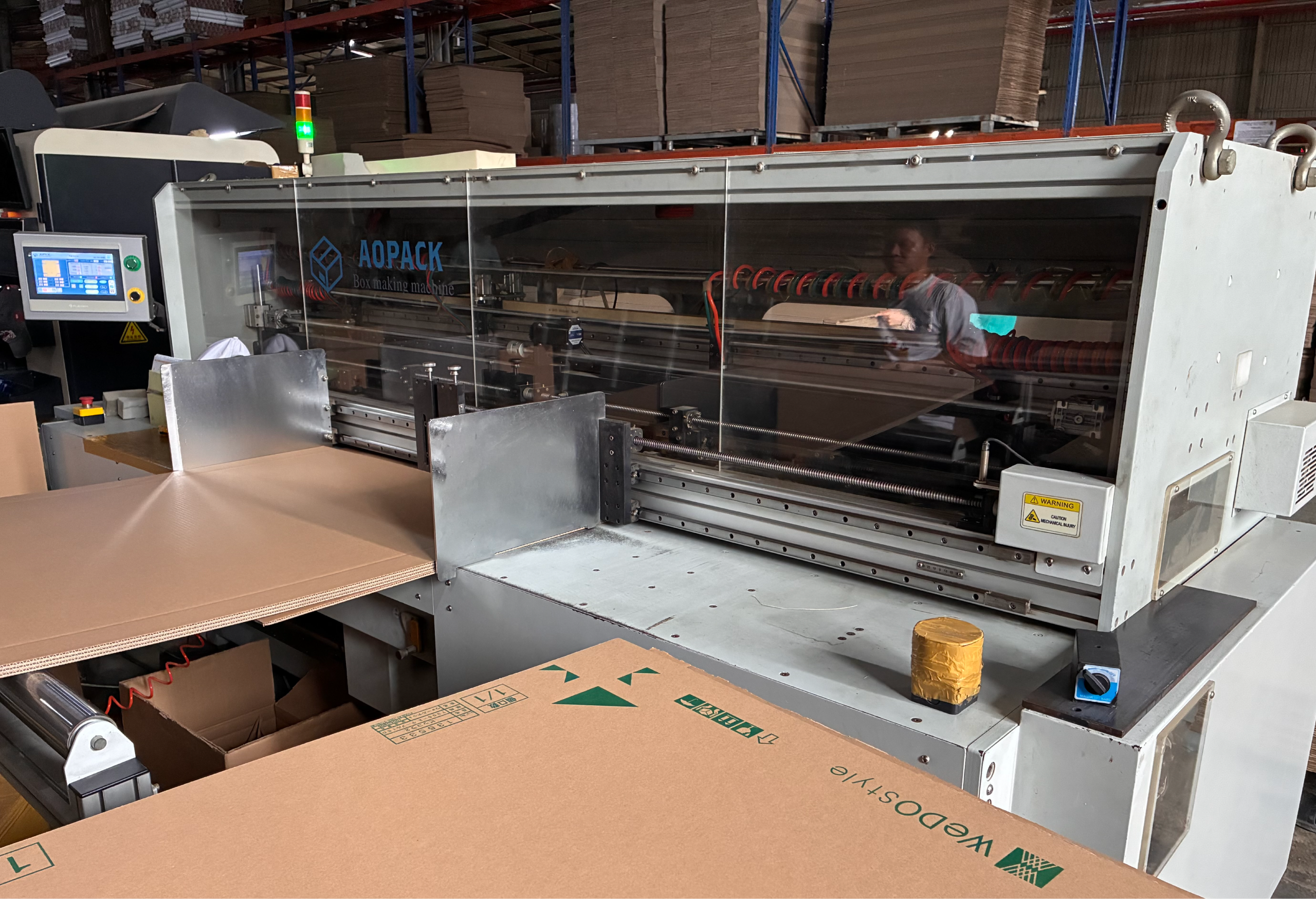 Box making machine for cardboard box production
